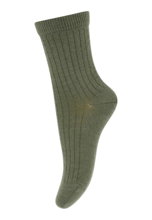 Mp Denmark Wool Rib Socks Olivine