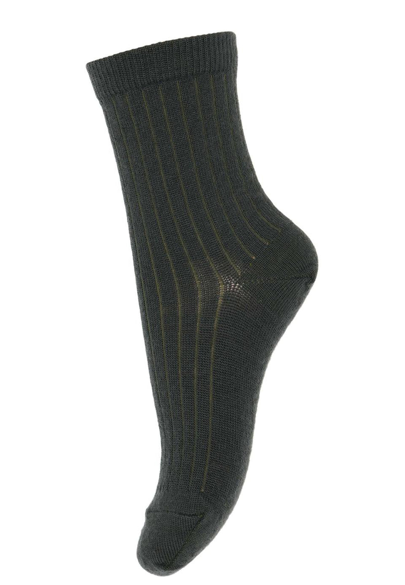 Mp Denmark Wool Rib Socks Dusty Ivy