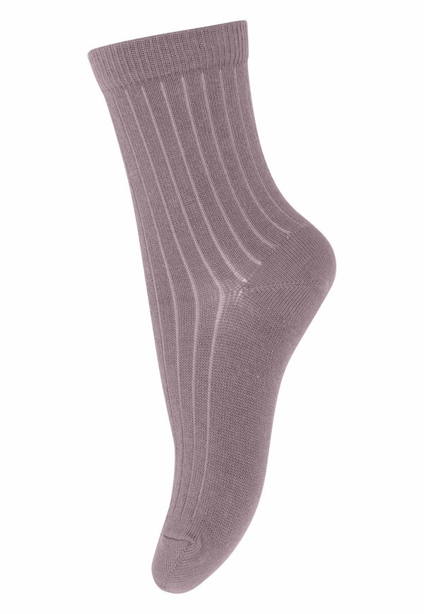 Mp Denmark Wool Rib Socks Dark Purple Dove