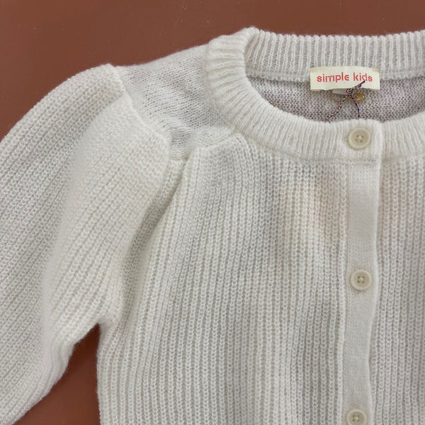 Simple Kids Cardigan Chai Plush White