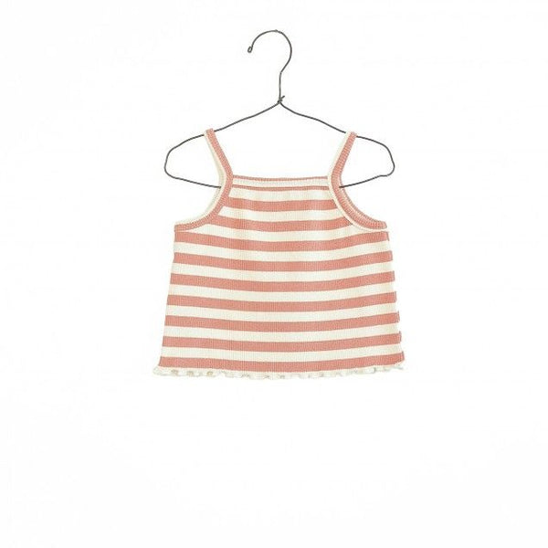 Play Up Striped Rib Top Coral