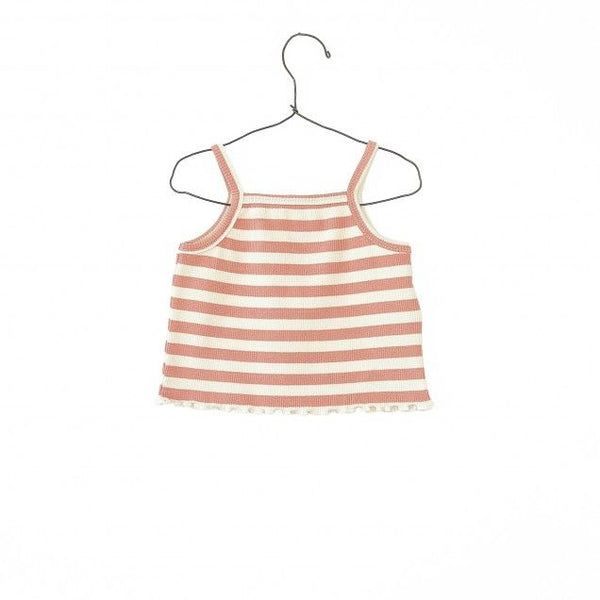 Play Up Striped Rib Top Coral