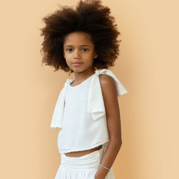 Simple Kids Curl Top Party White