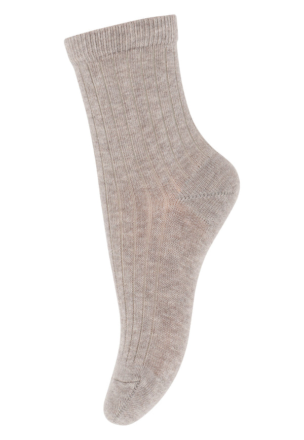 Mp Denmark Cotton Rib Socks Light Brown Melange