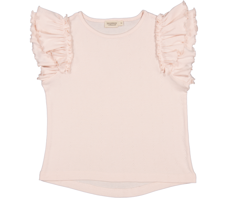 MarMar Copenhagen Modal Pointelle Tavora Frills Top Pink Dahlia