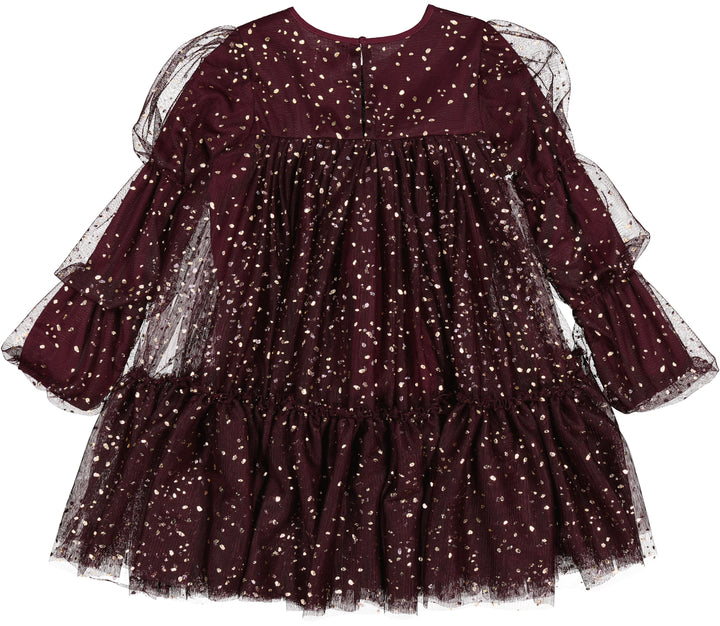 MarMar Copenhagen Dionne Ballerina Dotty Dress Deep Mulberry