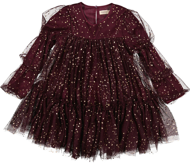 MarMar Copenhagen Dionne Ballerina Dotty Dress Deep Mulberry