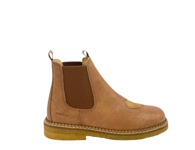 Angulus Chelseaboot Glitter Heart Cognac (maat 26-32)