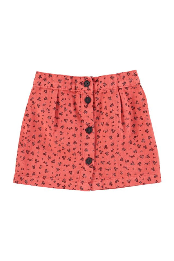 PiuPiuchick Short Skirt Raspberry w/ Black Flowers
