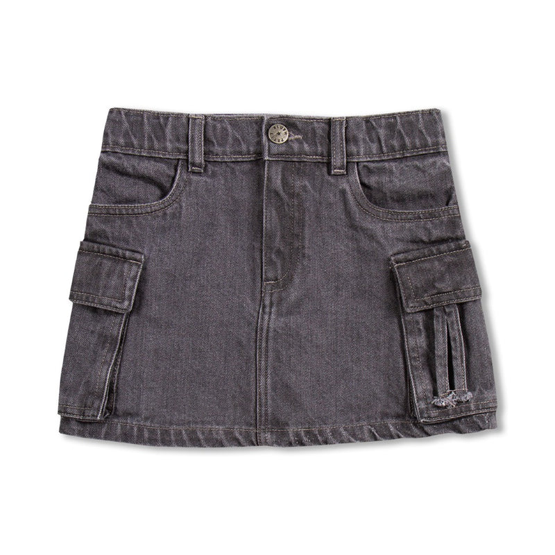 Petit Blush Cargo Skirt Washed Grey