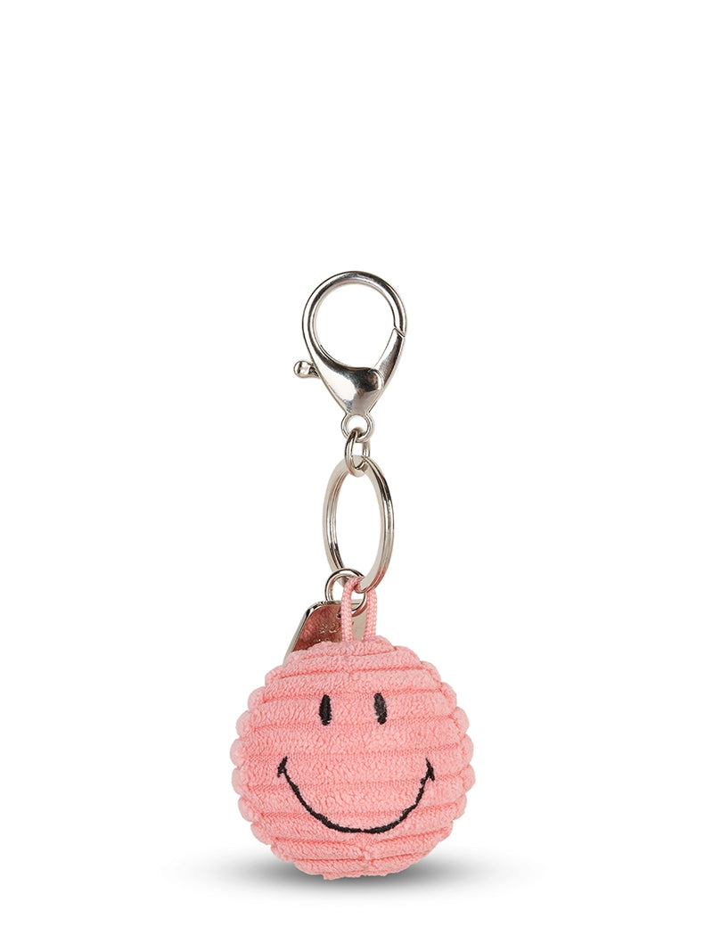 Smiley Keychain Eco Corduroy Bubble gum Pink 4,5 cm