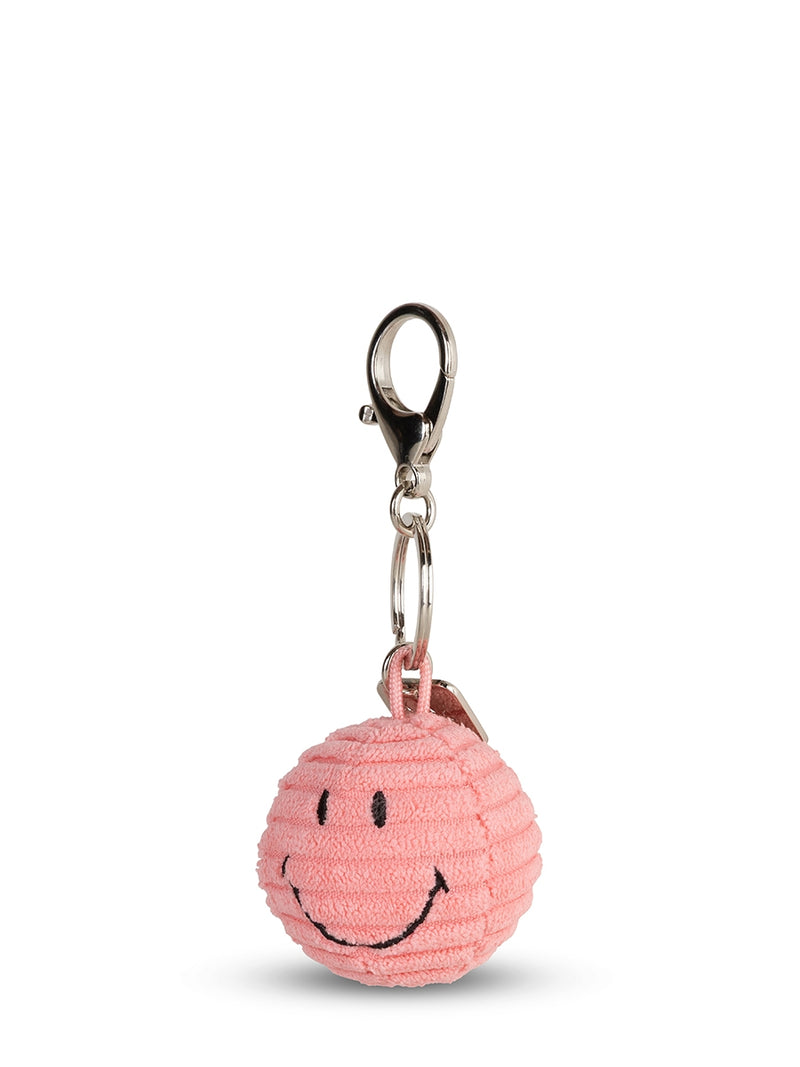 Smiley Keychain Eco Corduroy Bubble gum Pink 4,5 cm