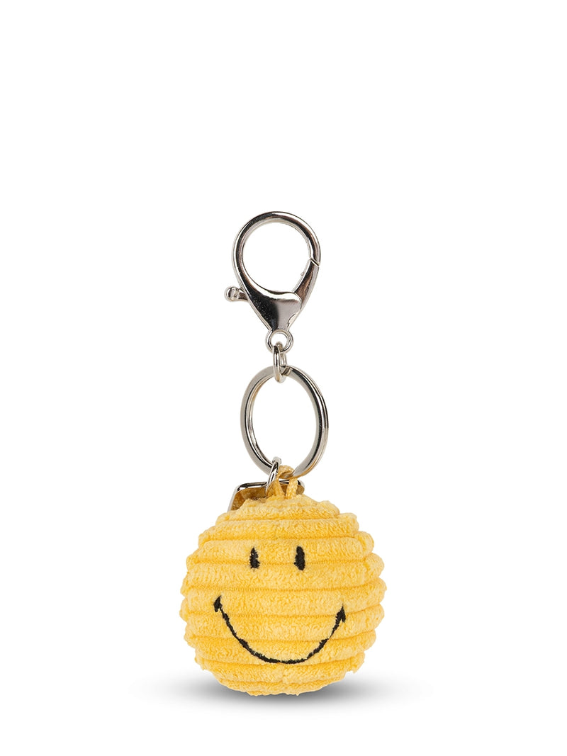 Smiley Keychain Eco Corduroy Yellow 4,5 cm