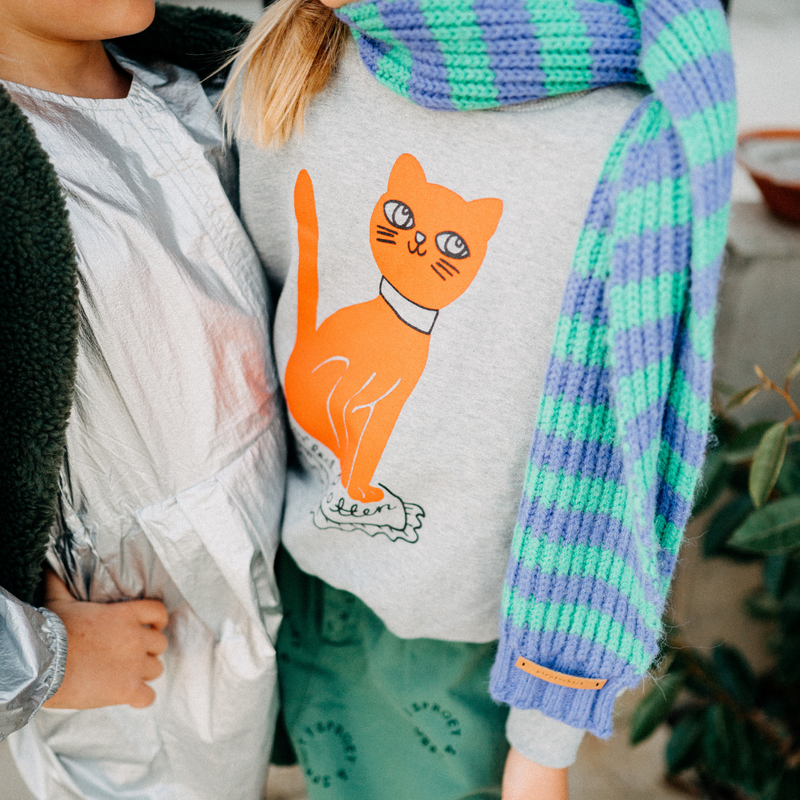 Mini Rodini Cat Sweatshirt Grey Melange