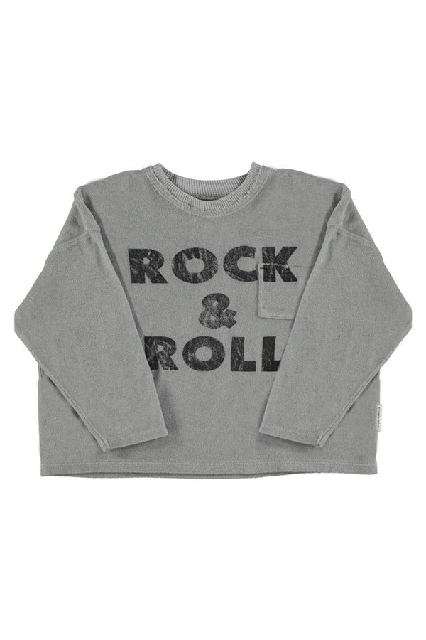 PiuPiuchick Terry Cotton Longsleeve T-shirt Grey w/ "Rock & roll" Print