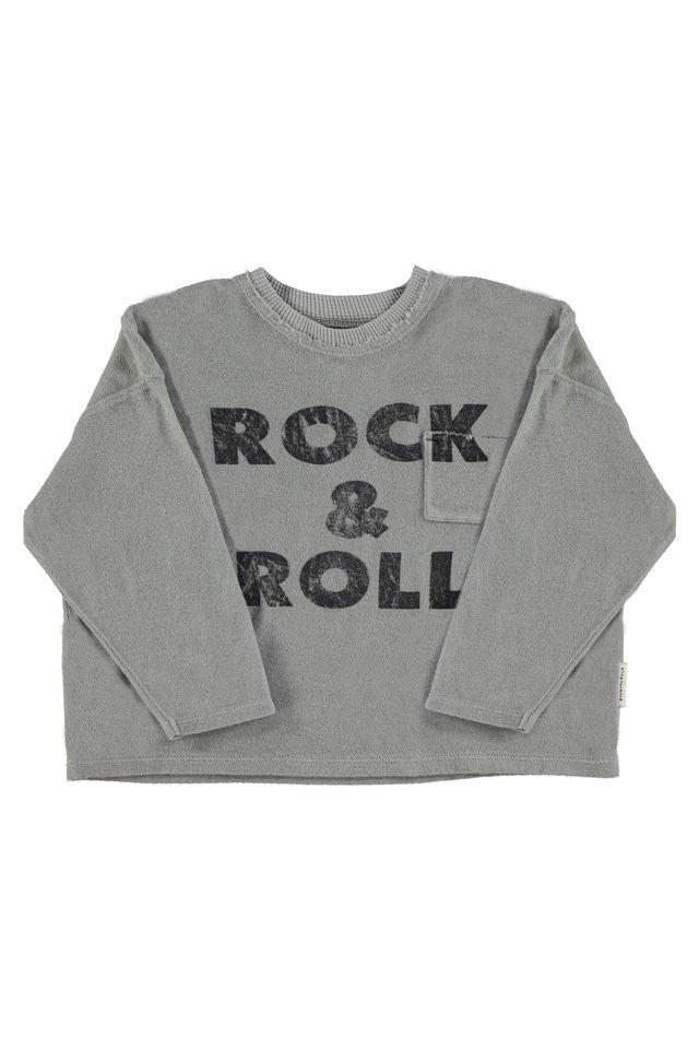 PiuPiuchick Terry Cotton Longsleeve T-shirt Grey w/ "Rock & roll" Print