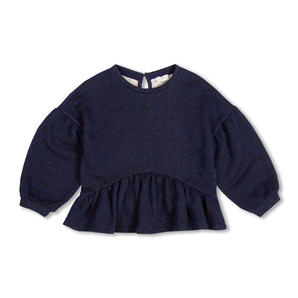 Petit Blush Ruffle Sweater Blue Lurex