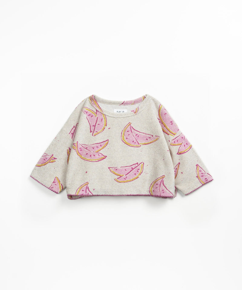 Play Up Printed Plush Sweater Grés