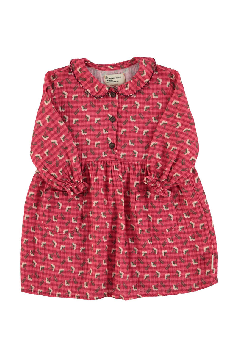 PiuPiuchick Short Dress Pink Checkered w/ Flowers