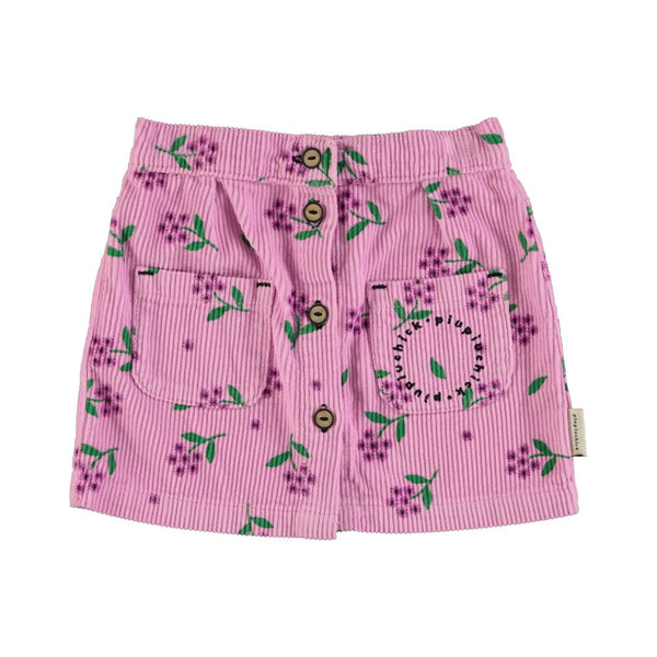 PiuPiuchick Short Skirt Pink Corduroy/Flowers Allover