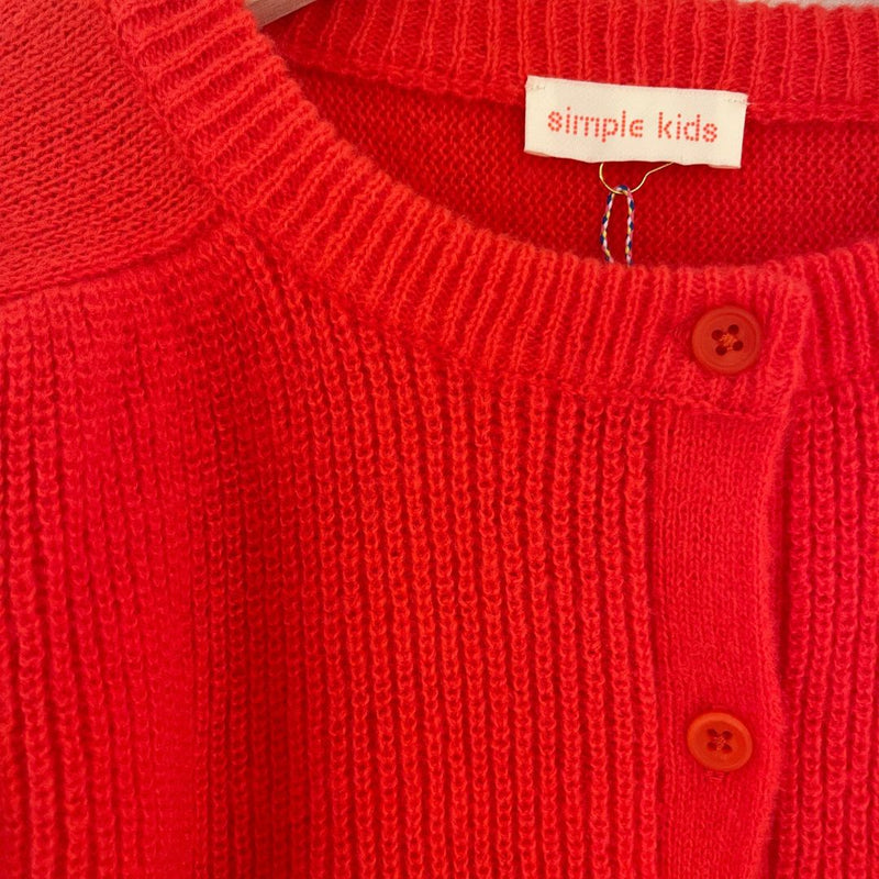 Simple Kids Cardigan Chai Plush Red