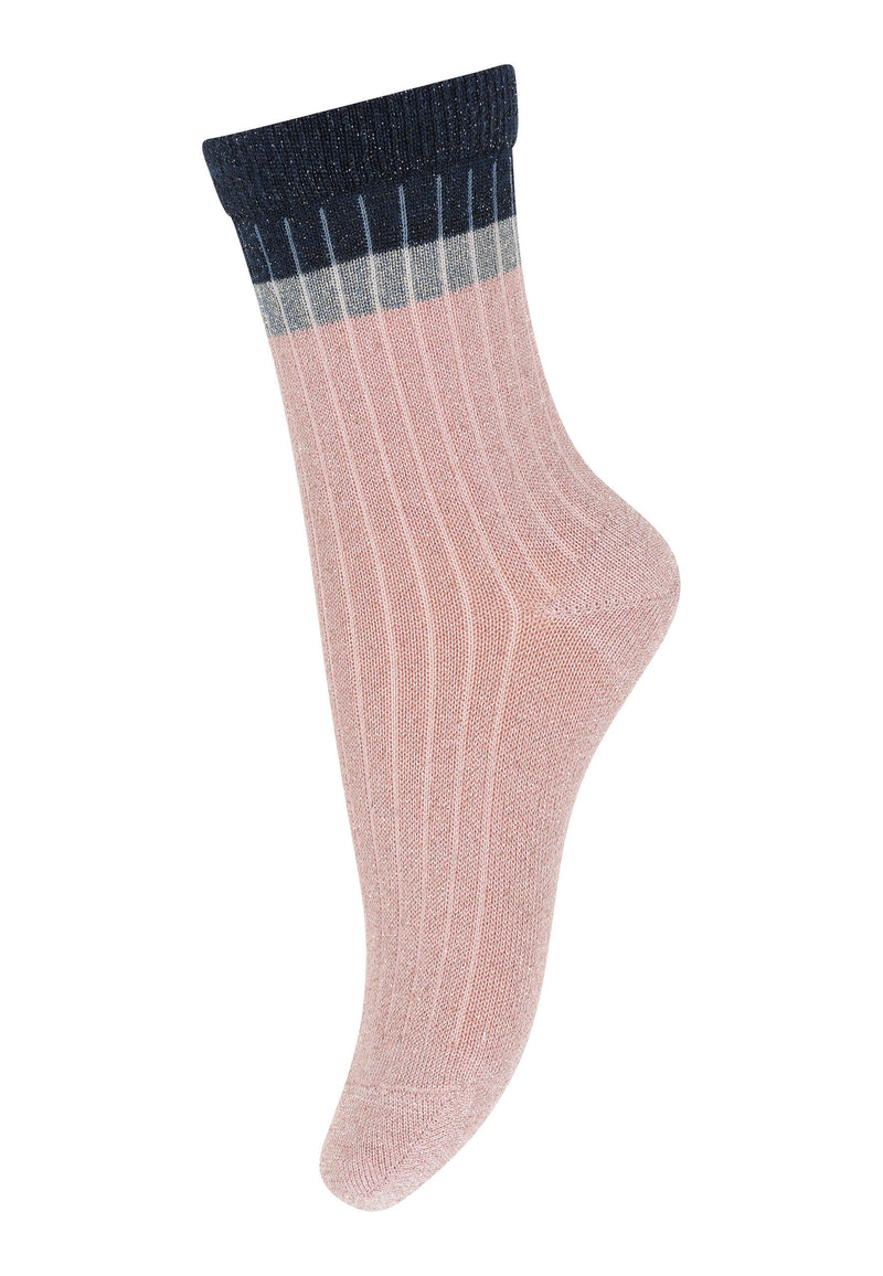 Mp Denmark Norma Glitter Socks Silver Pink