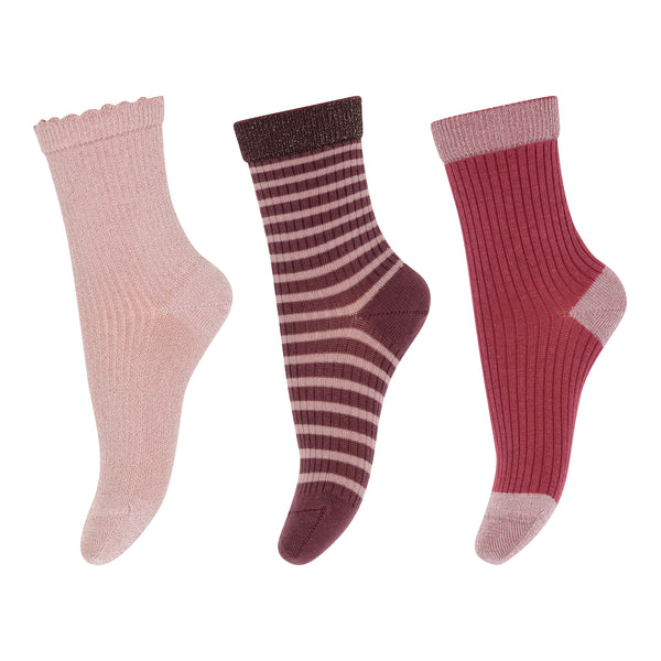 Mp Denmark Dagmar Socks 3-pack Silver Pink