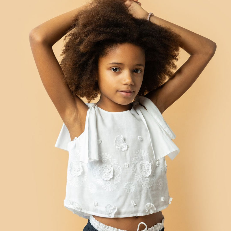 Simple Kids Curl Top Hemla White