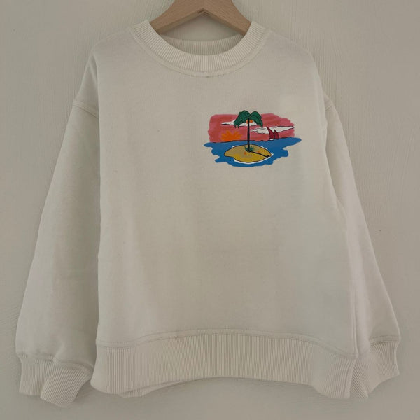 Simple Kids Island Sweater white