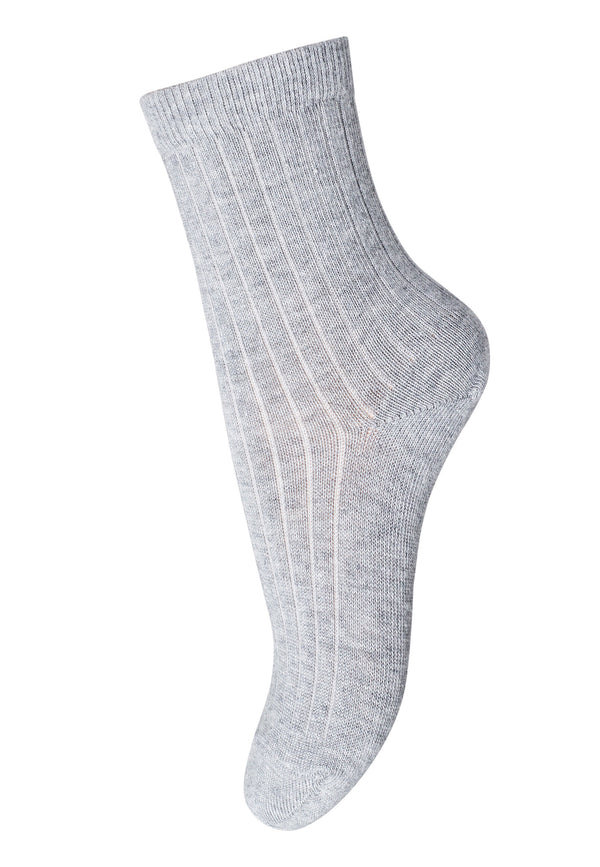 Mp Denmark Cotton Rib Socks Grey Melange