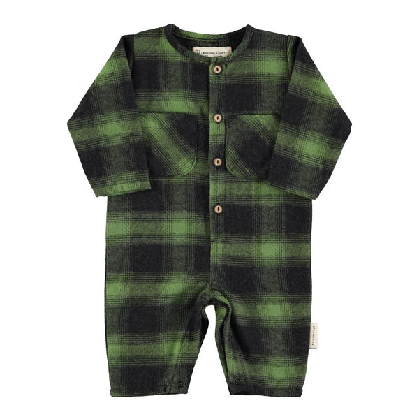 PiuPiuchick Baby Jumpsuit Green & Black Checkered