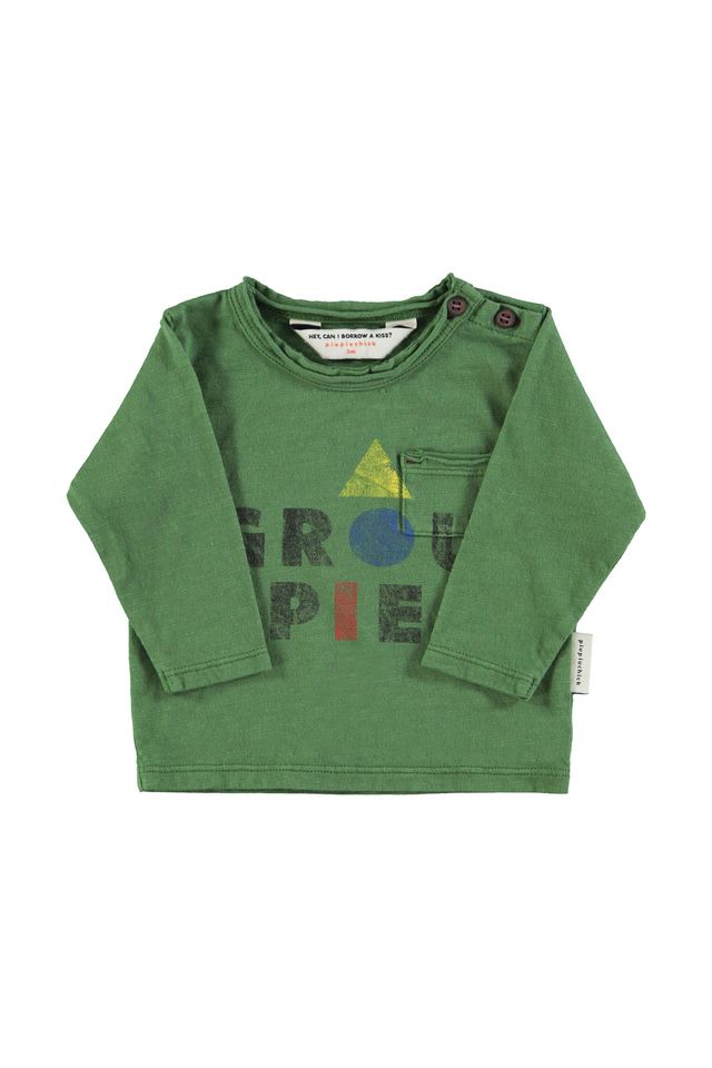 PiuPiuchick Longsleeve T-shirt Dark Green w/ "Groupie" Print