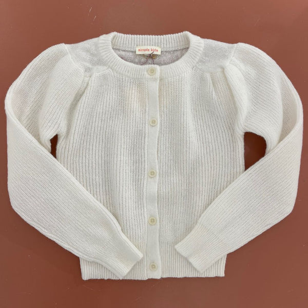 Simple Kids Cardigan Chai Plush White