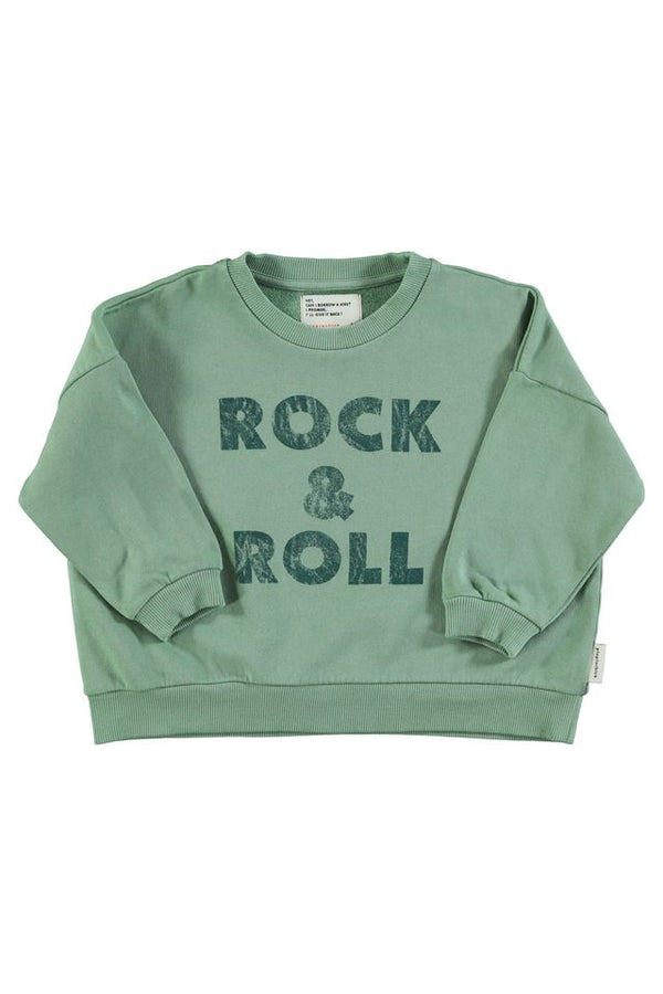 PiuPiuchick Sweatshirt Green w/ "Rock & roll" Print