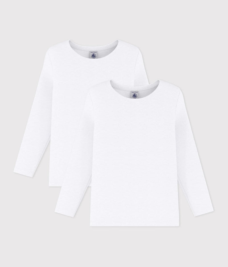 Petit Bateau Set Witte T-shirts Met Lange Mouwen