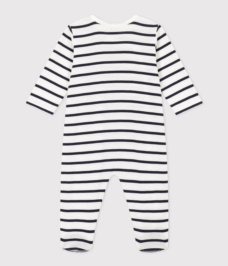 Petit Bateau Gestreepte Babypyjama van ribstof