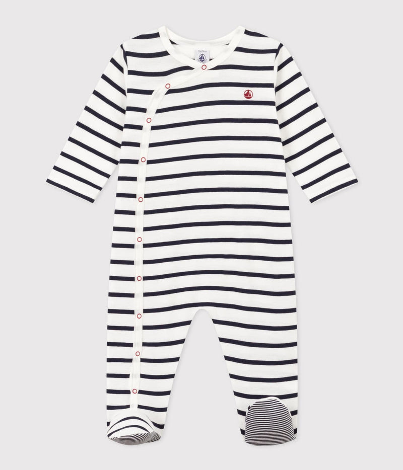 Petit Bateau Gestreepte Babypyjama van ribstof