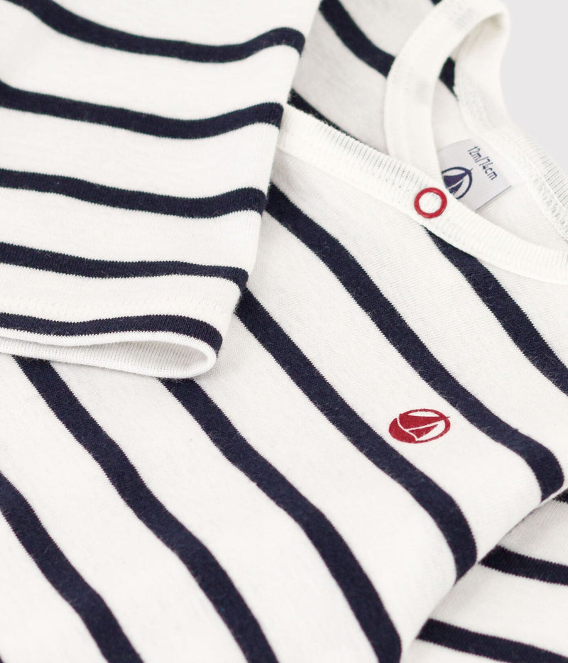 Petit Bateau Gestreepte Babypyjama van ribstof