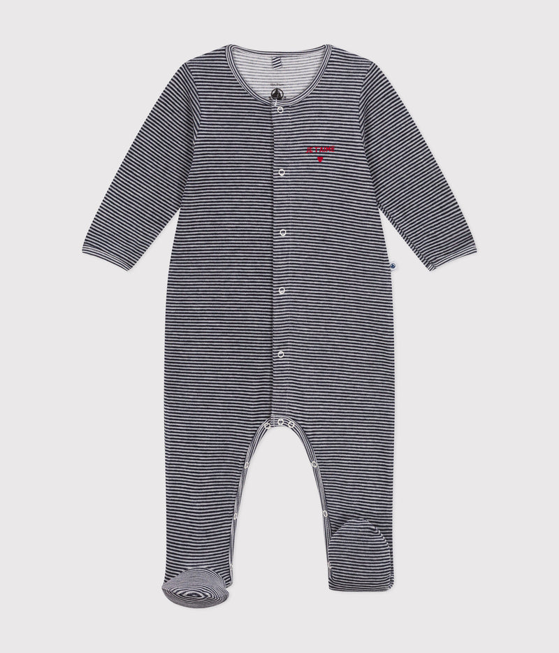 Petit Bateau Fluwelen Baby Pyjama Smoking/Marshmallow je'taime