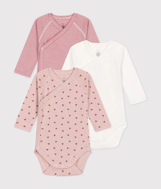 Petit Bateau Set Van 3 Overslagbody's Pink