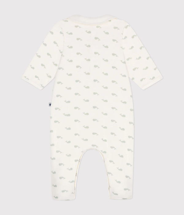 Petit Bateau Fluwelen Baby Pyjama Marshmallow/Herbier