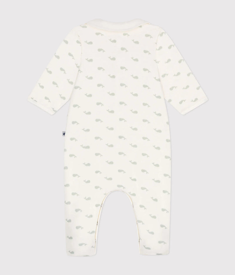 Petit Bateau Fluwelen Baby Pyjama Marshmallow/Herbier