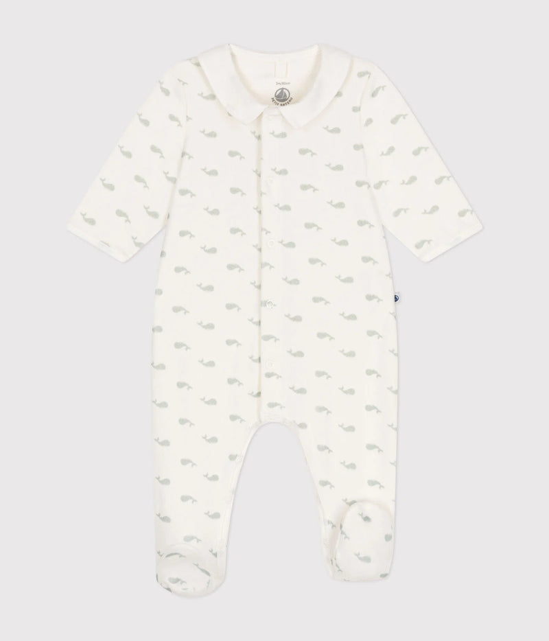 Petit Bateau Fluwelen Baby Pyjama Marshmallow/Herbier