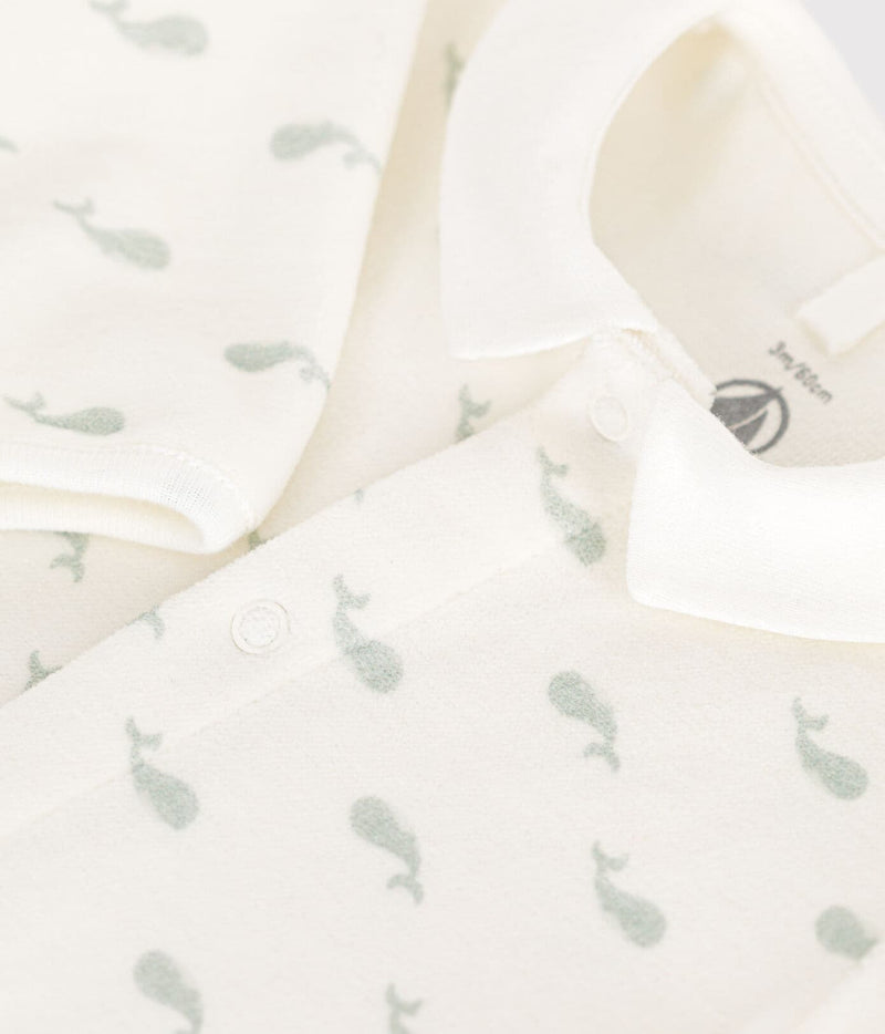 Petit Bateau Fluwelen Baby Pyjama Marshmallow/Herbier