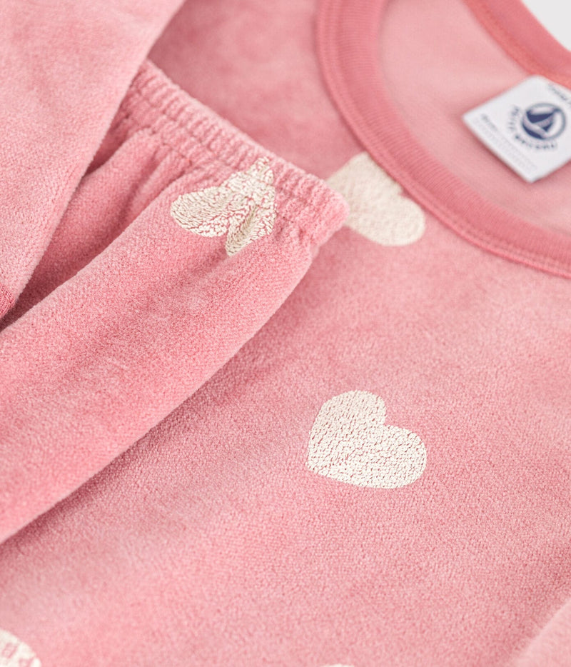 Petit Bateau Fluwelen Pyjama Rosewood/Marshmallow