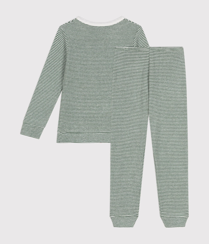 Petit Bateau Gestreepte Badstof Pyjama Croco/Marshmallow