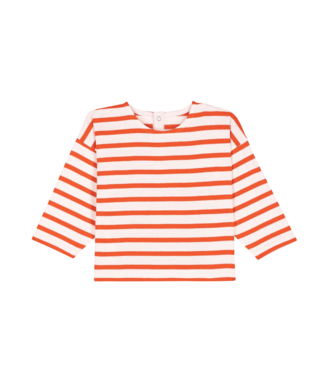 Petit Bateau Sweater van Dik Katoen met Rode Marinestreepjes