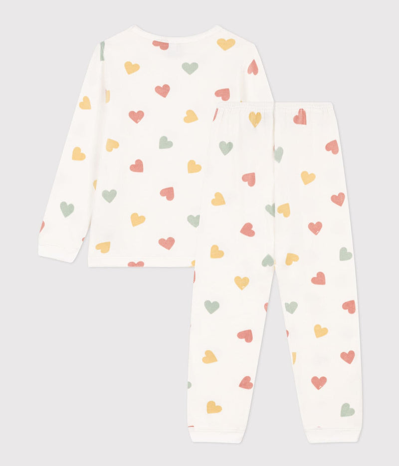 Petit Bateau Fluwelen Pyjama Hartjes Marshmallow/Multico