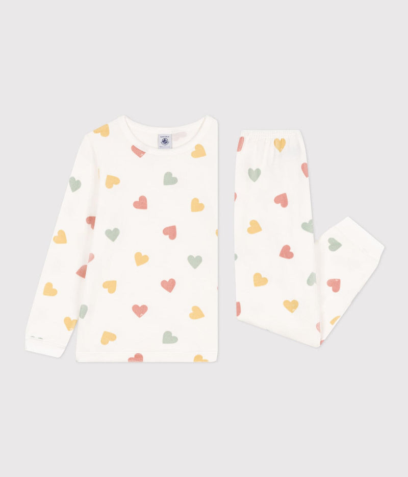 Petit Bateau Fluwelen Pyjama Hartjes Marshmallow/Multico