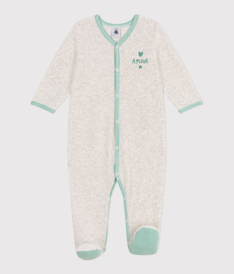 Petit Bateau Effen Fluwelen Babypyjama